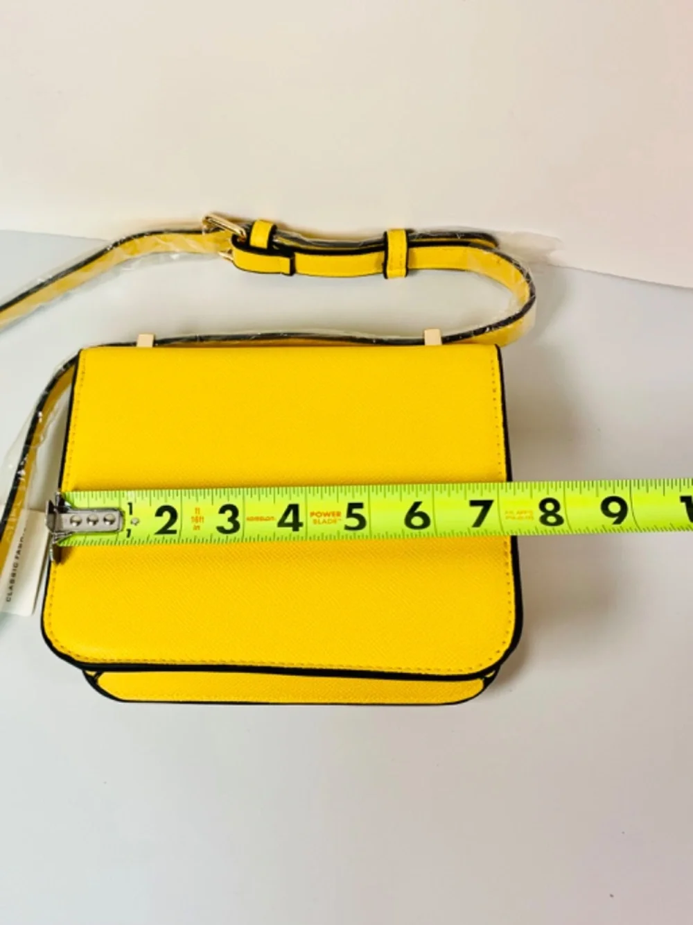 Gold Initial H Closure Crossbody Shoulder Bag Vibrant Yellow Box Silhouette